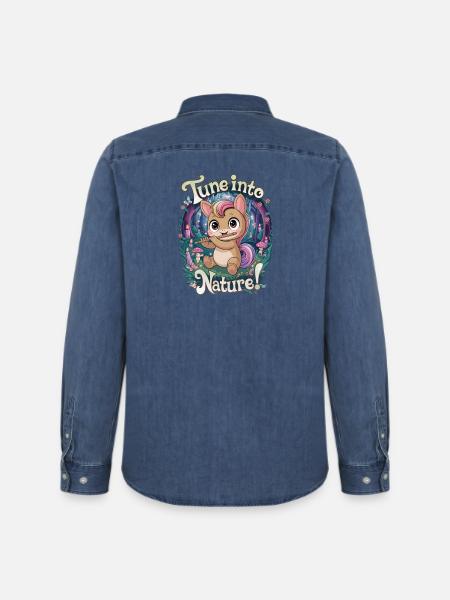 Tune Into Nature! - Men’s Organic Denim Shirt by Stanley/Stella - mid washy