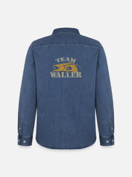 Team Waller - Wels fischen - Männer Jeanshemd Organic von Stanley/Stella - verwaschenes Mittelblau