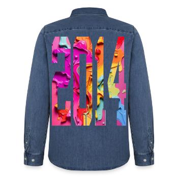 BUNT 12E ANNIVERSAIRE 2014 - Chemise en denim homme bio Stanley/Stella - bleu moyen délavé  - Dos - AI Model Male 185 light (185cm)