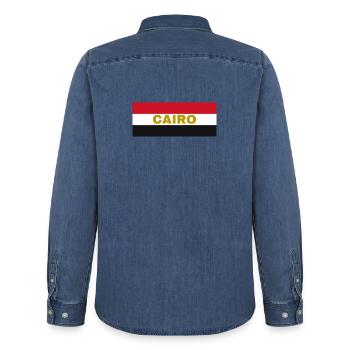 Kairo-Stadt in ägyptischen Flaggenfarben - Männer Jeanshemd Organic von Stanley/Stella - verwaschenes Mittelblau  - Hinten - AI Model Male 185 light (185cm)