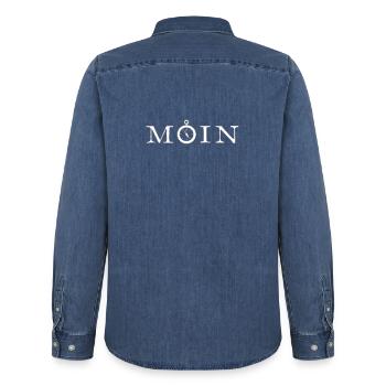 Moin - Männer Jeanshemd Organic von Stanley/Stella - verwaschenes Mittelblau  - Hinten - AI Model Male 185 light (185cm)