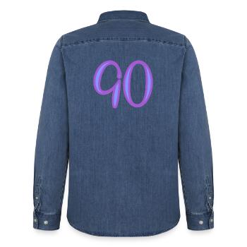 90 - Männer Jeanshemd Organic von Stanley/Stella - verwaschenes Mittelblau  - Hinten - AI Model Male 185 light (185cm)