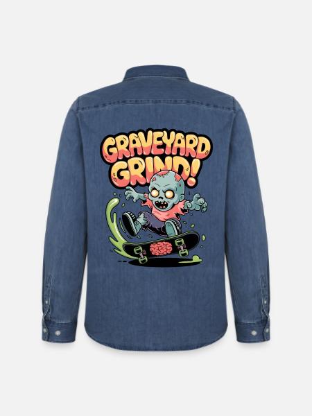 Friedhofs-Grind! - Männer Jeanshemd Organic von Stanley/Stella - verwaschenes Mittelblau 