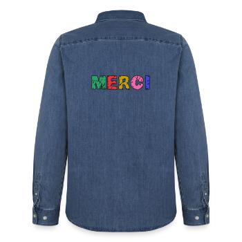 VIELEN DANK. GELIEBTE - Männer Jeanshemd Organic von Stanley/Stella - verwaschenes Mittelblau  - Hinten - AI Model Male 185 light (185cm)