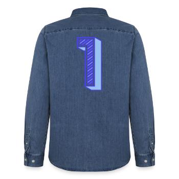 1. 1 JAHR. 1. JAHRESTAG. 1 JAHR GEBURTSTAG - Männer Jeanshemd Organic von Stanley/Stella - verwaschenes Mittelblau  - Hinten - AI Model Male 185 light (185cm)