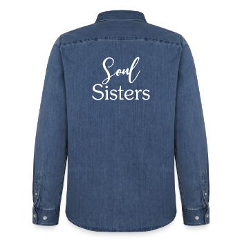 Soul Sisters - Männer Jeanshemd Organic von Stanley/Stella - verwaschenes Mittelblau  - Hinten - AI Model Male 185 light (185cm)