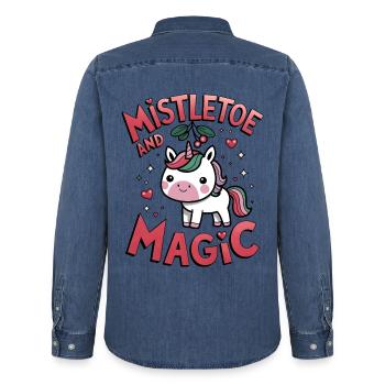 Mistel und Magie - Männer Jeanshemd Organic von Stanley/Stella - verwaschenes Mittelblau  - Hinten - AI Model Male 185 light (185cm)