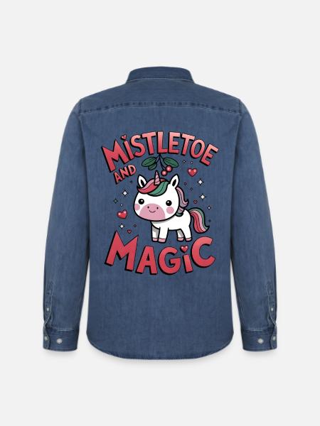Mistletoe And Magic - Men’s Organic Denim Shirt by Stanley/Stella - mid washy 