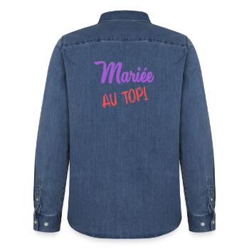 MARIEE - Chemise en denim homme bio Stanley/Stella - bleu moyen délavé  - Dos - AI Model Male 185 light (185cm)