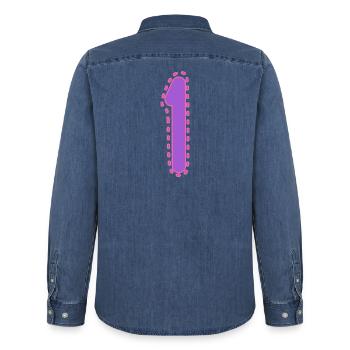 1. 1 JAHR. 1. JAHRESTAG. 1 JAHR GEBURTSTAG - Männer Jeanshemd Organic von Stanley/Stella - verwaschenes Mittelblau  - Hinten - AI Model Male 185 light (185cm)
