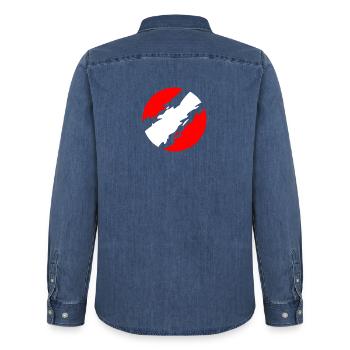 Georgien - Männer Jeanshemd Organic von Stanley/Stella - verwaschenes Mittelblau  - Hinten - AI Model Male 185 light (185cm)