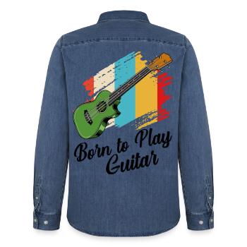 Gitarre - Männer Jeanshemd Organic von Stanley/Stella - verwaschenes Mittelblau  - Hinten - AI Model Male 185 light (185cm)