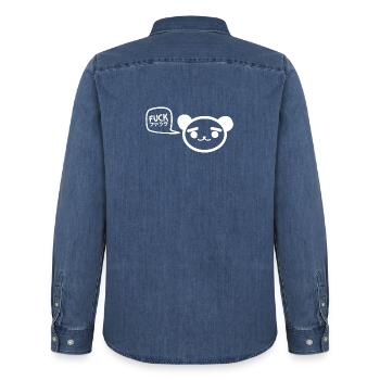 FUCK - Chibi japanisch - fakku - Männer Jeanshemd Organic von Stanley/Stella - verwaschenes Mittelblau  - Hinten - AI Model Male 185 light (185cm)