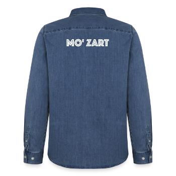 Mozart Wolfgang Amadeus - Chemise en denim homme bio Stanley/Stella - bleu moyen délavé  - Dos - AI Model Male 185 light (185cm)