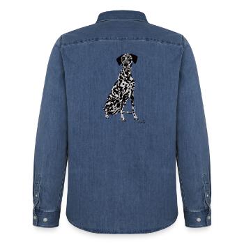 Beautiful Dalmatian dog - Men’s Organic Denim Shirt by Stanley/Stella - mid washy  - Back - AI Model Male 185 light (185cm)