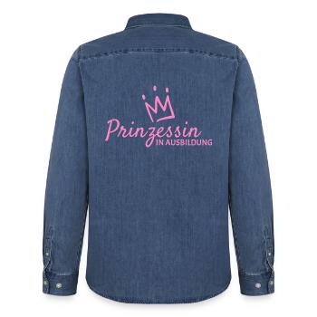 Prinzessin - Männer Jeanshemd Organic von Stanley/Stella - verwaschenes Mittelblau  - Hinten - AI Model Male 185 light (185cm)