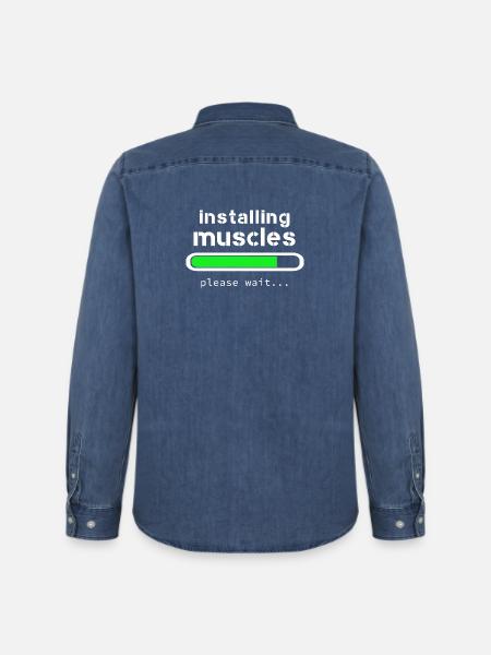 installing muscles - Men’s Organic Denim Shirt by Stanley/Stella - mid washy 