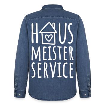 Hausmeister Service - Hausmeisterservice - Männer Jeanshemd Organic von Stanley/Stella - verwaschenes Mittelblau  - Hinten - AI Model Male 185 light (185cm)