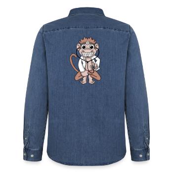 Tierarzt Affe Arzt Doktor Krankenhaus - Männer Jeanshemd Organic von Stanley/Stella - verwaschenes Mittelblau  - Hinten - AI Model Male 185 light (185cm)