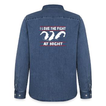 I fish catfish - catfish angler - Men’s Organic Denim Shirt by Stanley/Stella - mid washy  - Back - AI Model Male 185 light (185cm)