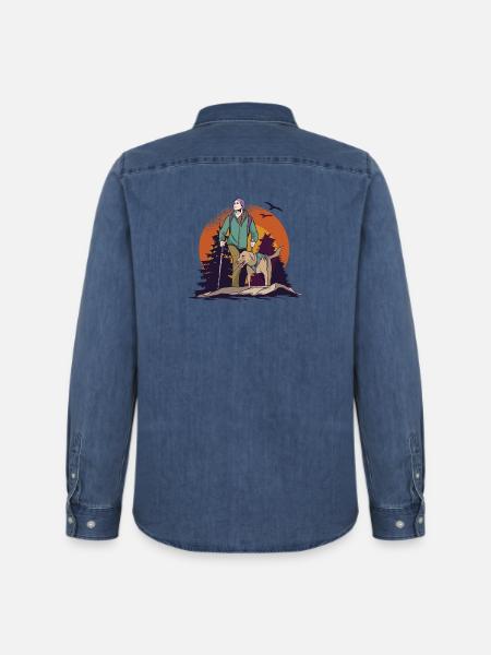 Walking with the dog - Men’s Organic Denim Shirt by Stanley/Stella - mid washy