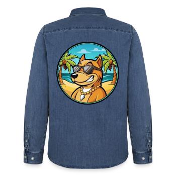 Cordoba Kampfhund Rasse Cartoon Sonnenbrille Strand - Männer Jeanshemd Organic von Stanley/Stella - verwaschenes Mittelblau  - Hinten - AI Model Male 185 light (185cm)