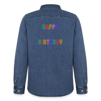 ALLES GUTE ZUM GEBURTSTAG. JAHRESTAG. - Männer Jeanshemd Organic von Stanley/Stella - verwaschenes Mittelblau  - Hinten - AI Model Male 185 light (185cm)