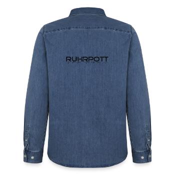 Ruhrpott - Männer Jeanshemd Organic von Stanley/Stella - verwaschenes Mittelblau  - Hinten - AI Model Male 185 light (185cm)