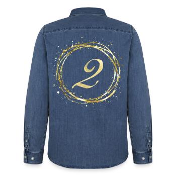 2 - Männer Jeanshemd Organic von Stanley/Stella - verwaschenes Mittelblau  - Hinten - AI Model Male 185 light (185cm)
