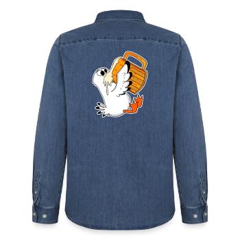 Seemöwe Bier Möwe Nordsee Norddeutschland - Männer Jeanshemd Organic von Stanley/Stella - verwaschenes Mittelblau  - Hinten - AI Model Male 185 light (185cm)