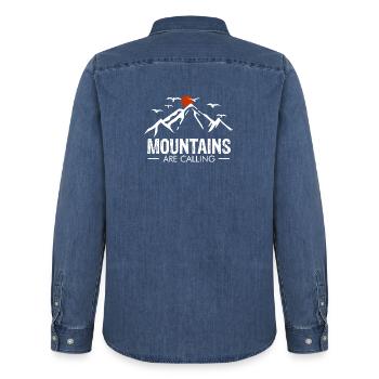 escalade alpinisme alpinisme escalade sportive - Chemise en denim homme bio Stanley/Stella - bleu moyen délavé  - Dos - AI Model Male 185 light (185cm)