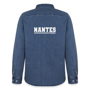 Nantes | Frankreich - Männer Jeanshemd Organic von Stanley/Stella - verwaschenes Mittelblau  - Hinten - AI Model Male 185 light (185cm)