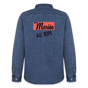FUTURE MARIEE. EVJF. MARIEE - Chemise en denim homme bio Stanley/Stella - bleu moyen délavé  - Dos - AI Model Male 185 light (185cm)