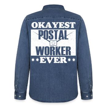 Der beste Postangestellte aller Zeiten Briefträger - Männer Jeanshemd Organic von Stanley/Stella - verwaschenes Mittelblau  - Hinten - AI Model Male 185 light (185cm)