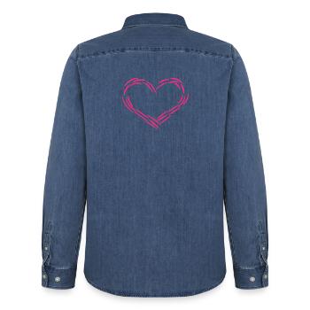 Herz Design Linie Symbol Liebe Rosa Geschenk - Männer Jeanshemd Organic von Stanley/Stella - verwaschenes Mittelblau  - Hinten - AI Model Male 185 light (185cm)