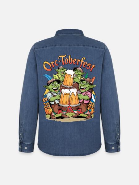 Orc-toberfest - Chemise en denim homme bio Stanley/Stella - bleu moyen délavé 