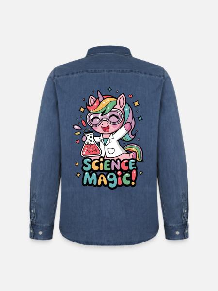 Science Magic! - Men’s Organic Denim Shirt by Stanley/Stella - mid washy