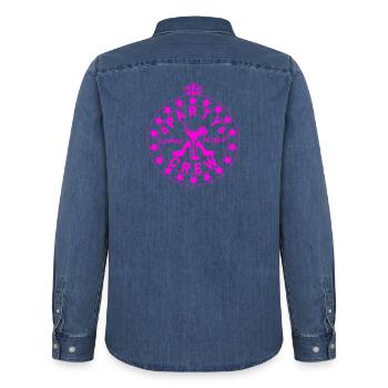 Logo de l’équipage de la fête des dames - Chemise en denim homme bio Stanley/Stella - bleu moyen délavé  - Dos - AI Model Male 185 light (185cm)
