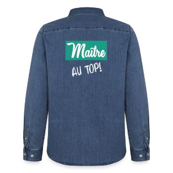 MEISTER. MEISTER - Männer Jeanshemd Organic von Stanley/Stella - verwaschenes Mittelblau  - Hinten - AI Model Male 185 light (185cm)