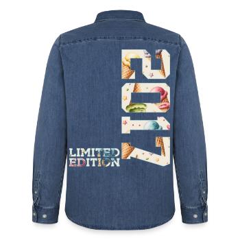 SOMMER LIMITED EDITION 2017 EIS 9. GEBURTSTAG - Chemise en denim homme bio Stanley/Stella - bleu moyen délavé  - Dos - AI Model Male 185 light (185cm)