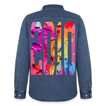 BUNT 16E ANNIVERSAIRE 2010 - Chemise en denim homme bio Stanley/Stella - bleu moyen délavé  - Dos - AI Model Male 185 light (185cm)