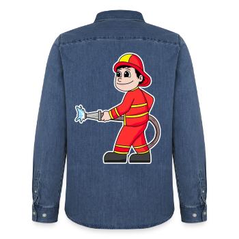 Firefighter - Men’s Organic Denim Shirt by Stanley/Stella - mid washy  - Back - AI Model Male 185 light (185cm)