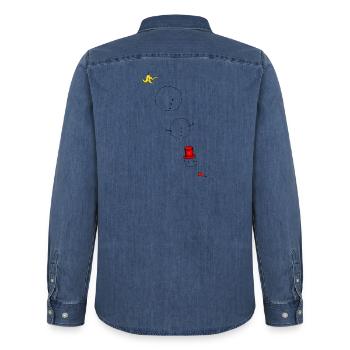 Schneemann ausgerutscht - Männer Jeanshemd Organic von Stanley/Stella - verwaschenes Mittelblau  - Hinten - AI Model Male 185 light (185cm)