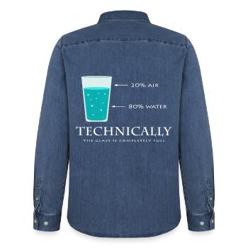 science - Men’s Organic Denim Shirt by Stanley/Stella - mid washy  - Back - AI Model Male 185 light (185cm)