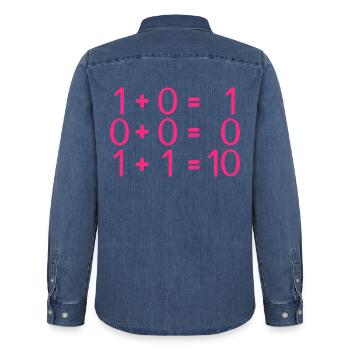 Informatik Regeln Programmierer - Männer Jeanshemd Organic von Stanley/Stella - verwaschenes Mittelblau  - Hinten - AI Model Male 185 light (185cm)