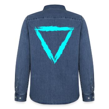 Element Symbol Wasser - Männer Jeanshemd Organic von Stanley/Stella - verwaschenes Mittelblau  - Hinten - AI Model Male 185 light (185cm)