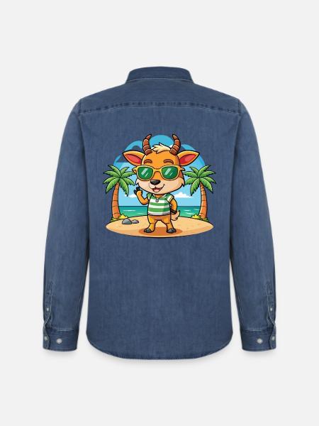 Antelope Funny Cartoon Summer Beach Sunglasses - Men’s Organic Denim Shirt by Stanley/Stella - mid washy