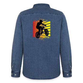 VTT - Chemise en denim homme bio Stanley/Stella - bleu moyen délavé  - Dos - AI Model Male 185 light (185cm)