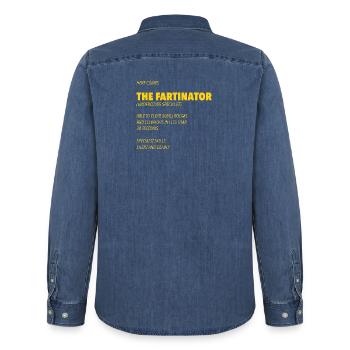 Fart - Men’s Organic Denim Shirt by Stanley/Stella - mid washy  - Back - AI Model Male 185 light (185cm)