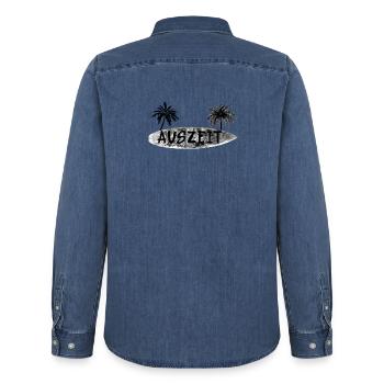 Auszeit Surfbrett - Männer Jeanshemd Organic von Stanley/Stella - verwaschenes Mittelblau  - Hinten - AI Model Male 185 light (185cm)